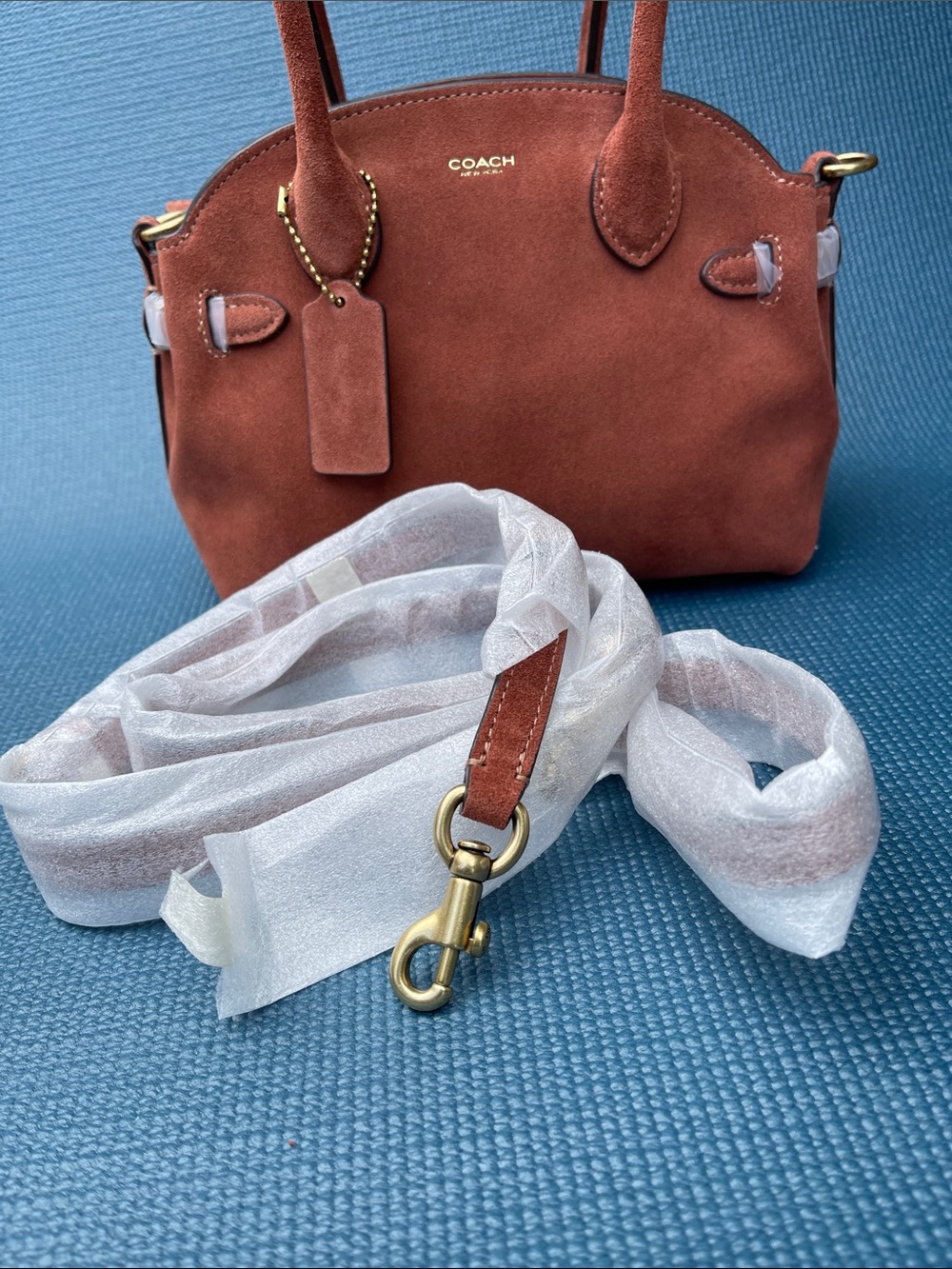 Coach Suede Satchel in Rust Orange - Picture 8 of 11